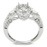 1.00 Carat (ctw) 14K White Gold Round & Pear Diamond Semi Mount Pear Diamond For Center Engagement Bridal Ring (No Center Stone)