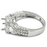 1.00 Carat (ctw) 14K White Gold Round & Pear Diamond Semi Mount Pear Diamond For Center Engagement Bridal Ring (No Center Stone)