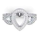 1.00 Carat (ctw) 14K White Gold Round & Pear Diamond Semi Mount Pear Diamond For Center Engagement Bridal Ring (No Center Stone)