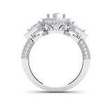 1.00 Carat (ctw) 14K White Gold Round & Pear Diamond Semi Mount Pear Diamond For Center Engagement Bridal Ring (No Center Stone)