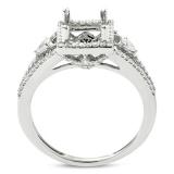 0.60 Carat (ctw) 18K White Gold Round & Pear Diamond Semi Mount Princess Diamond for Center Engagement Ring (No Center Stone)