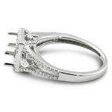 0.60 Carat (ctw) 18K White Gold Round & Pear Diamond Semi Mount Princess Diamond for Center Engagement Ring (No Center Stone)