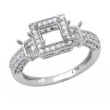 0.45 Carat (ctw) 18K White Gold Round Cut Diamond Vintage Antique look Semi Mount Ladies Engagement Bridal Ring Center and two side diamonds not included