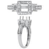 0.45 Carat (ctw) 18K White Gold Round Cut Diamond Vintage Antique look Semi Mount Ladies Engagement Bridal Ring Center and two side diamonds not included