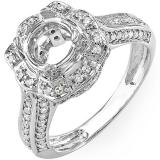 0.55 Carat (ctw) 14K White Gold Round Cut Diamond Cluster Semi Mount Ladies Engagement Bridal Ring (No Center Stone) 1/2 CT