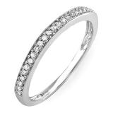 0.12 Carat (Ctw) 14k White Gold Round White Diamond Wedding Anniversary Stackable Band Ring