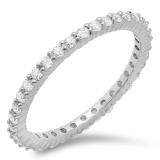 0.60 Carat (ctw) 14k White Gold Round Diamond Ladies Eternity Anniversary Stackable Ring Wedding Band