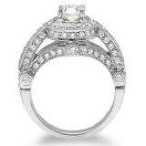1.83 Carat (ctw) 14k White Gold Round Diamond Ladies Bridal Engagement Vintage Halo Ring Center 0.64 ct