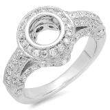 1.00 Carat (ctw) 14k White Gold Round Diamond Ladies Bridal Semi Mount Engagement Ring (No Center Stone) 1 CT