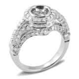 1.00 Carat (ctw) 14k White Gold Round Diamond Ladies Bridal Semi Mount Engagement Ring (No Center Stone) 1 CT