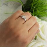 0.15 Carat (ctw) 14k White Gold Noble Cut Diamond Star Shaped 5 Stone Ladies Bridal Engagement Ring