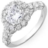 1.10 Carat (ctw) 14K White Gold Brilliant Round Cut Diamond Cluster Semi Mount Ladies Engagement Bridal Ring (No Center Stone)