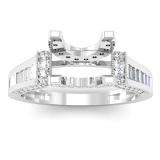 1.00 Carat (ctw) 14k White Gold Round & Baguette Diamond Ladies Bridal Semi Mount Ring (No Center Stone)