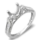 1.00 Carat (ctw) 14k White Gold Round & Baguette Diamond Ladies Bridal Semi Mount Ring (No Center Stone)