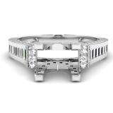 1.00 Carat (ctw) 14k White Gold Round & Baguette Diamond Ladies Bridal Semi Mount Ring (No Center Stone)