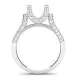 1.00 Carat (ctw) 14k White Gold Round & Baguette Diamond Ladies Bridal Semi Mount Ring (No Center Stone)