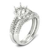1.05 Carat (ctw) 14K White Gold Round Diamond Semi Mount Round Diamond For Center Engagement Bridal Ring (No Center Stone)