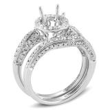 1.05 Carat (ctw) 14K White Gold Round Diamond Semi Mount Round Diamond For Center Engagement Bridal Ring (No Center Stone)
