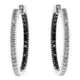 1.30 Carat (ctw) 14k White Gold Round Diamond Hoop Earrings