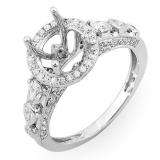 0.75 Carat (ctw) 18K White Gold Round & Pear Diamond Semi Mount Round Cut Diamond For Center Engagement Bridal Ring Center not included