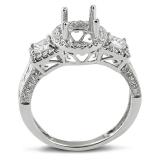 1.20 Carat (ctw) 14k White Gold Round & Princess Diamond Ladies Bridal Semi Mount Ring (No Center Stone)