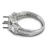 1.20 Carat (ctw) 14k White Gold Round & Princess Diamond Ladies Bridal Semi Mount Ring (No Center Stone)