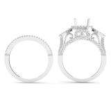 1.00 Carat (ctw) 18K White Gold Brilliant Round & Pear Cut Diamond 3 stone Semi Mount Ladies Bridal Engagement Ring Set (No Center Stone) 1 CT