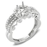 0.72 Carat (ctw) 14k White Gold Round Diamond Ladies Bridal Semi Mount Engagement Ring (No Center Stone)
