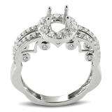 0.72 Carat (ctw) 14k White Gold Round Diamond Ladies Bridal Semi Mount Engagement Ring (No Center Stone)