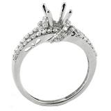 0.55 Carat (ctw) 14k White Gold Round Diamond Ladies Bridal Semi Mount Ring (No Center Stone)