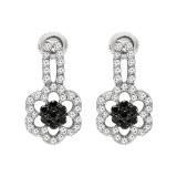 0.40 Carat (ctw) 10K White Gold Black & White Round Diamond Stud Drop Earrings 2/5 CT