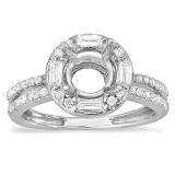 1.15 Carat (ctw) 14K White Gold Brilliant Round & Baguette Cut Diamond Semi Mount Ladies Engagement Bridal Ring (No Center Stone)