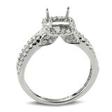 0.70 Carat (ctw) 14k White Gold Princess and Round Diamond Ladies Bridal Semi Mount Engagement Ring (No Center Stone)