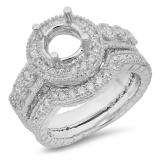 0.70 Carat (ctw) 14K White Gold Round Diamond Semi Mount Round Diamond For Center Engagement Bridal Ring (No Center Stone)