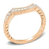 0.20 Carat (ctw) 14K Rose Gold Round Cut Diamond Ladies Anniversary Wedding Band Matching Stackable Guard Ring 1/5 CT