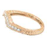 0.20 Carat (ctw) 14K Rose Gold Round Cut Diamond Ladies Anniversary Wedding Band Matching Stackable Guard Ring 1/5 CT