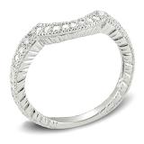 0.20 Carat (ctw) 14K White Gold Round Cut Diamond Ladies Anniversary Wedding Band Matching Stackable Guard Ring 1/5 CT