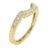 0.20 Carat (ctw) 14K Yellow Gold Round Cut Diamond Ladies Anniversary Wedding Band Matching Stackable Guard Ring 1/5 CT