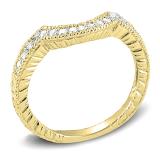0.20 Carat (ctw) 14K Yellow Gold Round Cut Diamond Ladies Anniversary Wedding Band Matching Stackable Guard Ring 1/5 CT