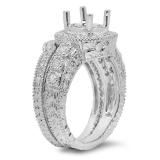 0.70 Carat (ctw) 14K White Gold Round Diamond Semi Mount Round Diamond For Center Engagement Bridal Ring (No Center Stone)