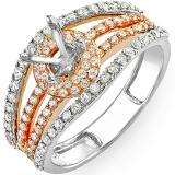 1.00 Carat (ctw) Round Diamond Fancy Semi Mount Engagement Bridal Ring (No Center Stone) Rose Gold Plated 14K White Gold
