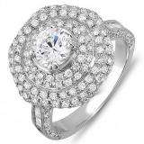 3.60 Carat (ctw) 14K White Gold Round Diamond Semi Mount Round Diamond For Center Engagement Bridal Ring (No Center Stone)