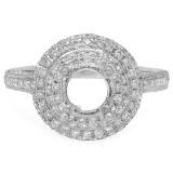 1.30 Carat (ctw) 18K White Gold Round Diamond Semi Mount Round Diamond For Center Engagement Bridal Ring (No Center Stone)