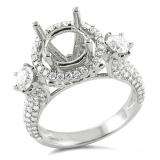 1.85 Carat (ctw) 18K White Gold Round Diamond Semi Mount Round Diamond For Center Engagement Bridal Ring (No Center Stone)
