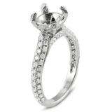 1.05 Carat (ctw) 18K White Gold Round Diamond Semi Mount Round Diamond For Center Engagement Ring (No Center Stone)