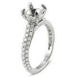 1.05 Carat (ctw) 18K White Gold Round Diamond Semi Mount Round Diamond For Center Engagement Ring (No Center Stone)