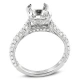 1.05 Carat (ctw) 18K White Gold Round Diamond Semi Mount Round Diamond For Center Engagement Ring (No Center Stone)