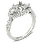 1.83 Carat (ctw) 18K White Gold Round & Pear Diamond Semi Mount Round Diamond For Center Engagement Bridal Ring Center not included
