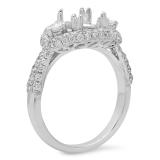 1.83 Carat (ctw) 18K White Gold Round & Pear Diamond Semi Mount Round Diamond For Center Engagement Bridal Ring Center not included