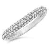 0.40 Carat (ctw) 14k White Gold Round White Diamond Ladies Curved Anniversary Matching Wedding Band Stackable Ring